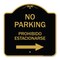 Signmission No Parking Prohibido Estacionarse W/ Left Arrow, Black & Gold Alum Sign, 18" x 18", BG-1818-23596 A-DES-BG-1818-23596 - alternate 1
